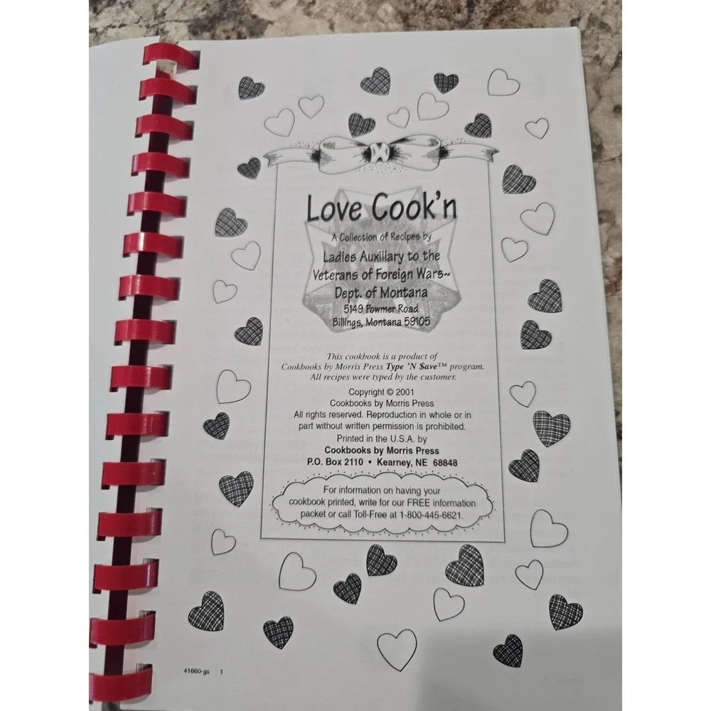 Veterans of Foreign Wars Department of Montana Love Cookin' Cookbook MT